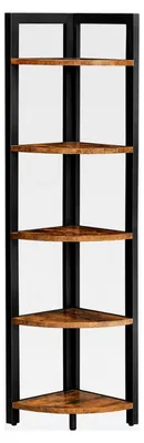 Produktbild von Eckregal mit 5 Ablagen, Bücherregal, Aufbewahrungsregal, multifunktional, für Wohnzimmer, Schlafzimmer, Büro, 30 x 30 x 150 cm, Industrie-Design, vintage braun-schwarz