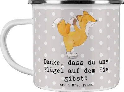 Produktbild von Mr. & Mrs. Panda Teetasse Eiskunstlauf Trainerin Danke - Grau Pastell - Geschenk, Kaffeepott, Danksagung, Teebecher, Schönheit, elegant bewegen, Pott, Mentorin, Haferl