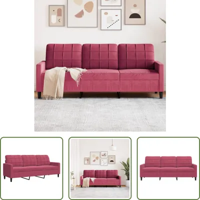 Produktbild von The Living Store 3-Sitzer-Sofa Weinrot 180 cm Samt