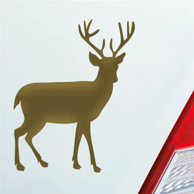 Produktbild von Auto Aufkleber Hirsch Reh Bock Deer Wild Jagd Wald Jäger KFZ Car 9,5x12 cm Gold Sticker Heckscheibenaufkleber