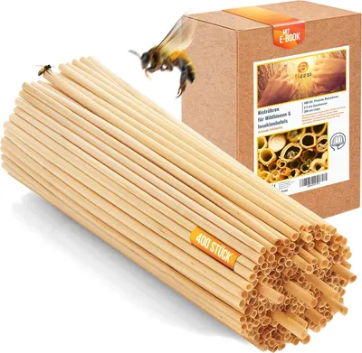 Produktbild von BEESI 400x Nisthülsen Stroh 20 cm I Ø 3-5 mm I Niströhren Bienenhotel