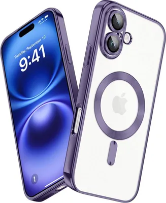 Produktbild von Handyhülle für iPhone 16 Plus mit Magsafe und Kameraschutz, Magnetisch Ultra Dünn Klar Überzug Schutzhülle Violett