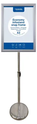 Produktbild von Europel Infoständer Economy Klapprahmen A3 Silber höhenverstellbar für Plakate und Werbung