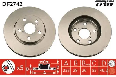 Produktbild von TRW Bremsscheiben (2 Stück) Vorderachse DF2742