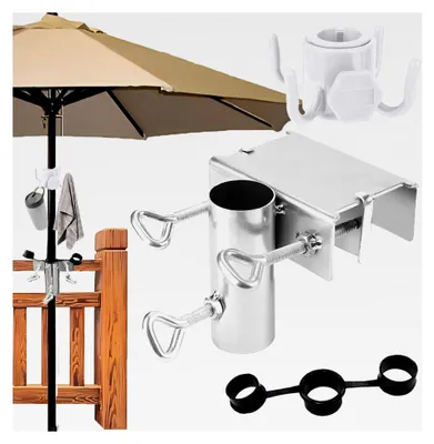 Produktbild von Sonnenschirmhalter für Balkongeländer, Halterung für Ø25-38mm, Schirmständer für Garten, Terrasse und Balkon