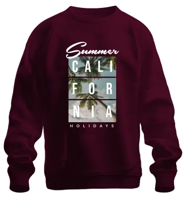 Productafbeelding van Zomer, Vakantie, Californië, Palmbomen, Sweater, Trui, Bourgogne, 3XL