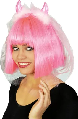 Produktbild von K80540807 pink-rose Kinder Damen Teufel Haarreif mit Schleier