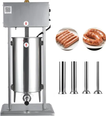 Produktbild von SucceBuy Elektrischer Wurstfüller 15 L Wurstfüllmaschine mit einstellbarer Geschwindigkeitsregelung & Pedal, Robuster Edelstahl-Fleischfüller mit 4 Füllrohren, Ideal für Fleischverarbeitung