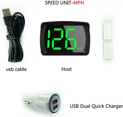 Immagine prodotto di Display head-up automatico MPH GPS Tachimetro digitale con adattatore di ricarica LED con caratteri grandi per camion, SUV e motociclette