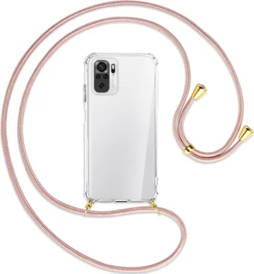 Produktbild von Handykette Backcover-Schutzhülle mit Band (Metall goldfarben) für Xiaomi Redmi Note 10 4G - roségold
