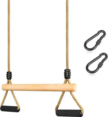 Produktbild von Famanu Trapezschaukel aus Holz mit weichen Handgriffen - für drinnen und draußen