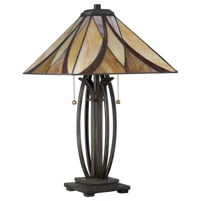 Produktbild von Tiffany Asheville Schreibtischlampe Bronze Metall Valiant 2 Lichter E27