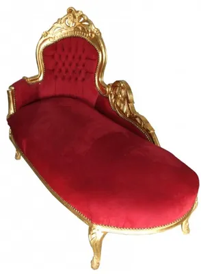Produktbild von Casa Padrino Barock Chaiselongue King in Bordeaux und Gold, handgefertigt aus Massivholz, 155 x 70 x 100 cm