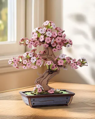 Image de Omgoods - Puzzle en bois 3D, modèle de bonsaï Sakura, pour une décoration créative