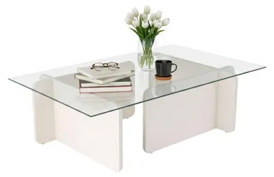 Produktbild von Kallias - Couchtisch, 105x65x30h cm Weiß, Zeitschriftenhalter
