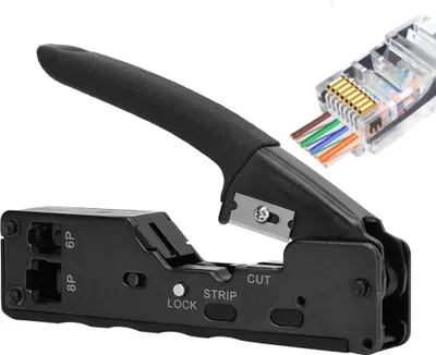 Produktbild von Multifunktionale Crimpzange für Netzwerkkabel mit Kristallkopf, Crimpkapazität 8P8C und 6P6C