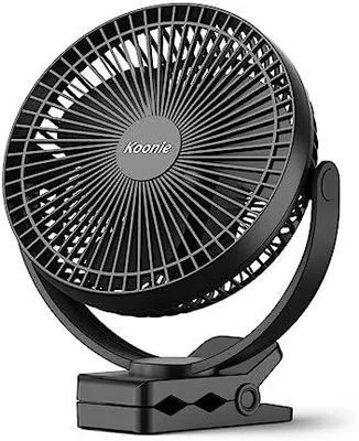 Produktbild von Koonie 10000 mAh Clip Ventilator, 20cm Tragbarer USB Ventilator Grow mit Akku, 4 Geschwindigkeiten & 360° Drehung, Leise Wandventilator,Tischventilator für Zuhause, Büro, Kinderwagen, Camping,Growzelt