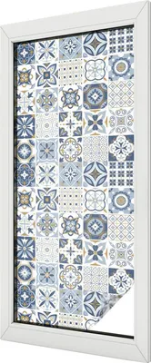 Obrázok produktu pre Vitrážová fólia na okno - 116x50 cm - vitrážový vzor - nepriehľadná dekoratívna fólia na ochranu súkromia - samolepiaca, UV ochrana - mozaika