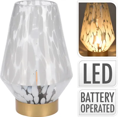 Produktbild von Home Styling Tischlampe aus Glas, 24 cm, weißes Leopardenmuster