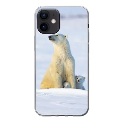 Produktbild von MuchoWow® Handyhülle Schutzhülle Hülle für iPhone 12 Eisbär - Schnee - Jungtiere Silikon Softcase Handy Hülle - Schutzhülle
