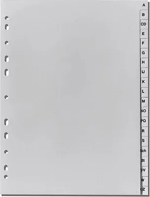 Produktbild von Register PP A4 A-Z grau 20-teilig