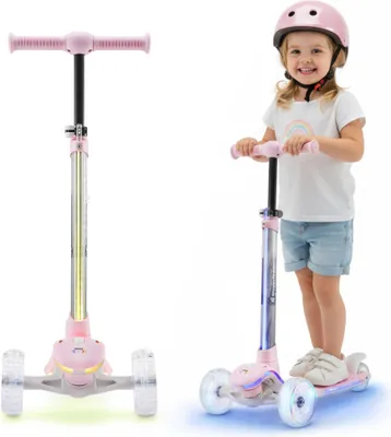 Image de trottinette pour enfants HyperMotion BECKY à 3 roues - éclairage LED RGB, hauteur réglable, ABEC-5, rose