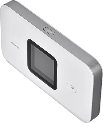 A white Huawei mobile Wi-Fi router is shown from a diagonal angle against a white background.