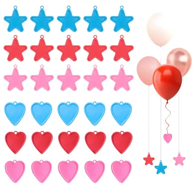 Produktbild von Ballongewichte für Heliumballons - 30 Stück in Herz- und Sternform - Dekoration für Veranstaltungen - Bunt