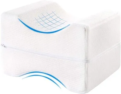 Imagen del producto de Ibenzoa® Almohada ergonómica para las rodillas, ideal para dormir de lado – Viscoelástica, 25x20x16,8 cm, transpirable, con funda extraíble (lavable a 30°C) para aliviar el dolor de espalda, cadera y rodillas