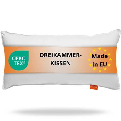 Produktbild von Daunenkissen 40 x 80 cm, 3-Kammer Daunenkopfkissen, 100% Baumwolle, für Allergiker geeignet, sleepling