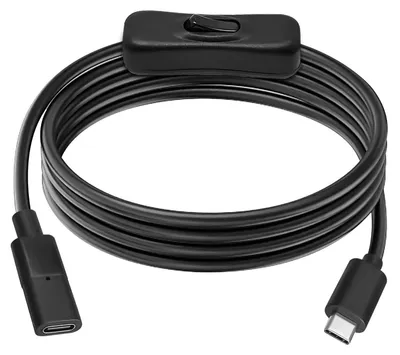 Produktbild von USB Typ-C On Off Schalter Kabel 1M 10Gbps, USB C Netzschalter Verlängerungskabel, USB-C-Stecker auf Buchse mit Schalter Unterstützung Video/Daten/PD Aufladung für Mobiltelefone, Tablet-Computer
