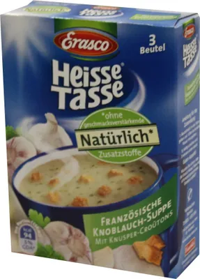 Produktbild von Erasco Heisse Tasse Französische Knoblauch-Suppe ergibt 3 x 0,15L
