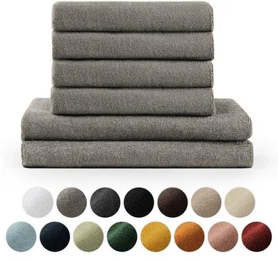 Obrázok produktu pre Sada 6 kusov ručníkov Unyqoos® – 100% bavlna, vysoká savosť, sivá farba, 2x 70x140 cm + 4x 50x100 cm, Oeko-Tex Standard 100