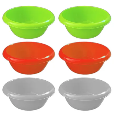 Produktbild von 6er Set Plastikschüssel 1,1 Liter Schüssel Kunststoffschüssel Rührschüssel Küchenschüssel Servierschüssel