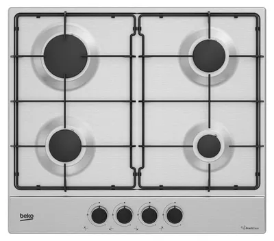 Image de Beko HIAG64223SXE Table de cuisson à gaz encastrable, 4 brûleurs en acier inoxydable