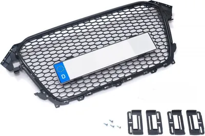 Obrázek produktu pro Mřížka chladiče Sportovní mřížka Honeycomb černá Držák registrační značky PDC pro Audi A4 S4 B8 8K