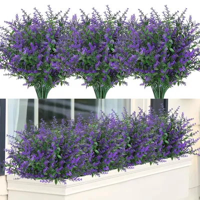 Image de Plantes artificielles pour balcon - Fleurs décoratives résistantes aux intempéries pour l'extérieur - 36 cm
