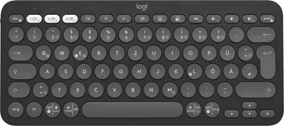 Zdjęcie produktu dla Logitech Pebble Keys 2 K380s, Mini, Bezprzewodowy, Bluetooth, Przełącznik nożycowy, QWERTY, Grafitowy