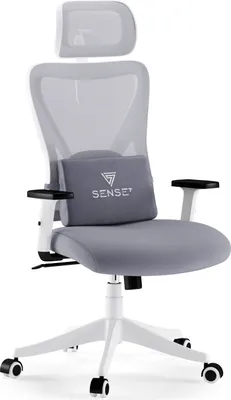 Produktbild von SENSE7 TONE Ergonomischer Bürostuhl Schreibtischstuhl Weiß mit Verstellbarer Rückenlehne Armlehnen Kopfstütze Drehsessel Homeoffice bis 130 kg