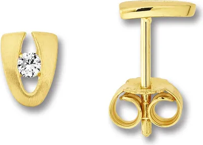 Produktbild von Ohrstecker Zirkonia 333/- Gelbgold matt