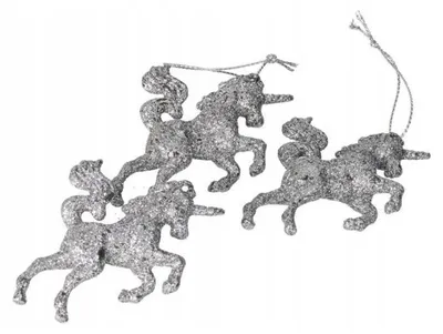 Image de 3 décorations licorne en forme de boule pour sapin de Noël