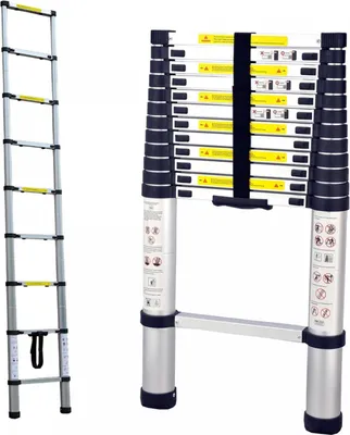 Obrázok produktu pre Herzberg HG-5380: Viacúčelový hliníkový teleskopický predlžovací rebrík - 3,8 m