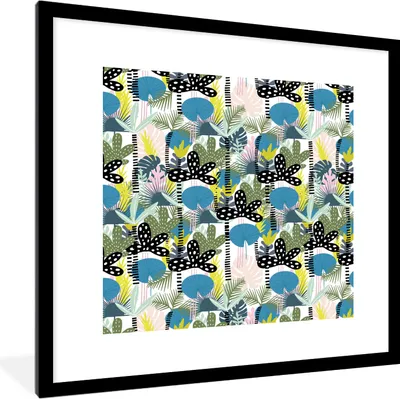 Produktbild von MuchoWow® MuchoWow® Gerahmtes Poster Dschungel - Pflanzen - Abstrakt 40x40 cm - Poster mit zchwarzem Bilderrahmen - Poster - Plakat im Rahmen
