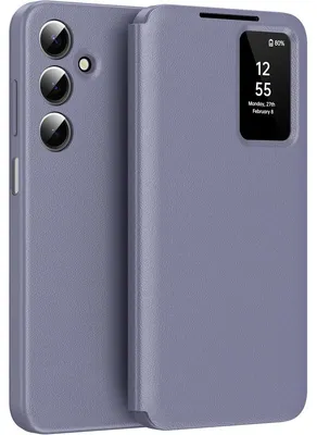 Obrázek produktu pro Kožené flipové pouzdro pro Samsung Galaxy A16 5G/4G, obal s funkcí Smart View okna a přihrádkou na karty Fialová