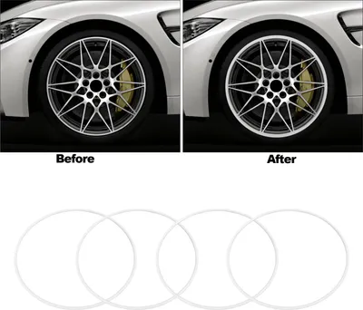 Produktbild von 4 Stück 19 Zoll Felgenschutzring ABS Anti-Kratzer Stilvolle Optik Selbstklebende Zierleiste für Autos Weiß