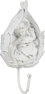 Produktbild von Clayre & Eef Wandhaken Blatt 8x5x17 cm Weiß Kunststoff
