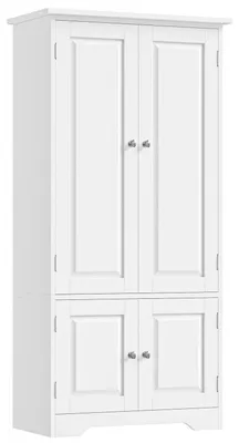 Produktbild von Mehrzweckschrank mit 4 Türen Weiß 59x32x123cm MDF