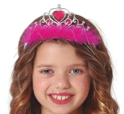 Productafbeelding van Prinsessenkroon, hartvormige tiara, glinsterend, carnaval, roze, sprookjesaccessoire, voor kinderen, kleur: zilver