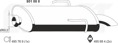 Produktbild von ERNST 501088 Endschalldämpfer passend für PEUGEOT 106 II Schrägheck (1A, 1C) Auspuff