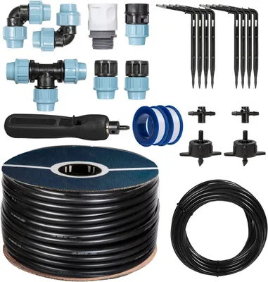 Produktbild von HOLZBRINK Start Set Gewächshaus Bewässerung Bewässerungssystem inkl. 15 m LDPE Verlegerohr 20 mm, 2x Tropfer 4l/h, HTB-09-S-15